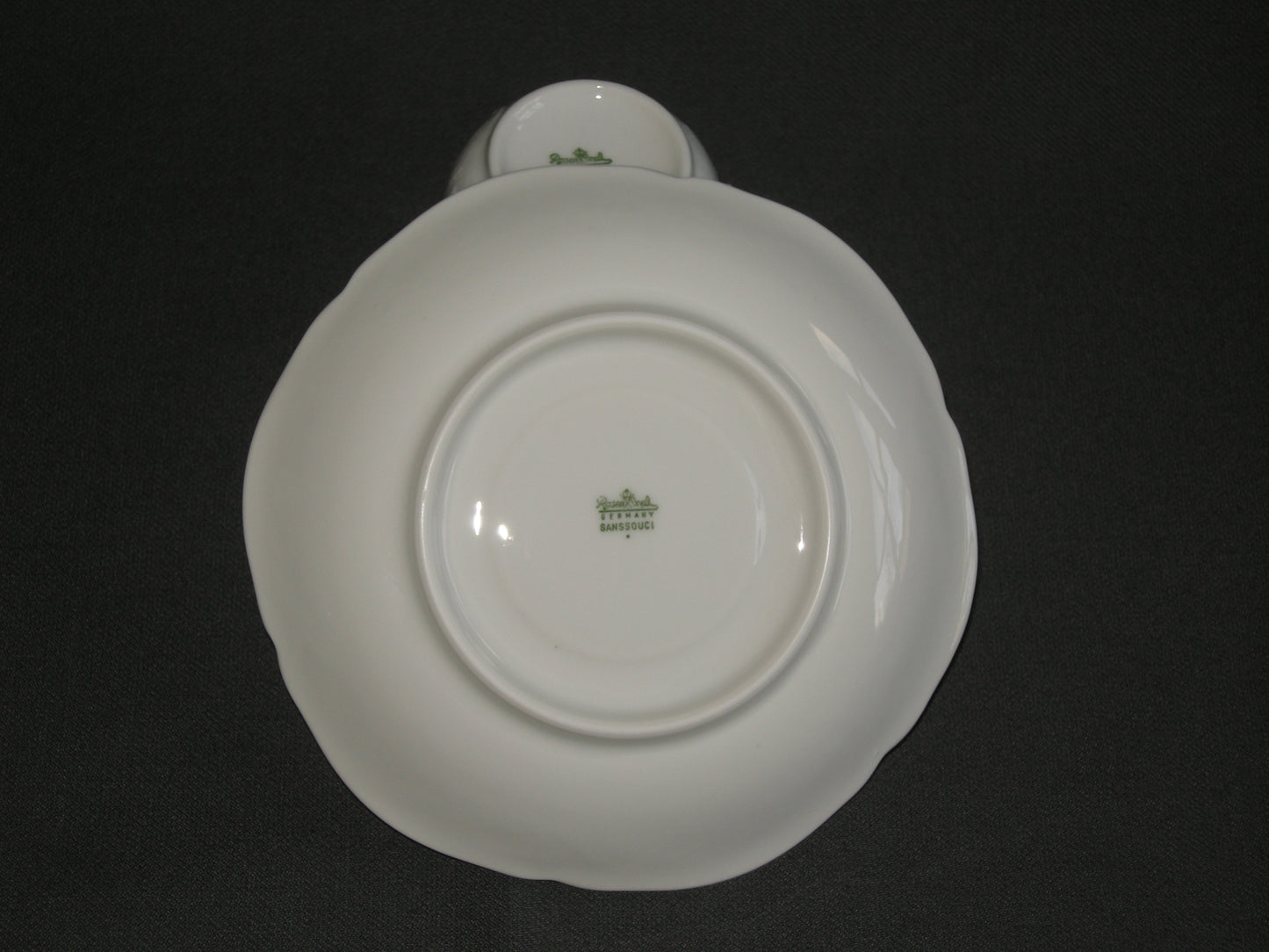 Rosenthal Sanssouci spierwit met bruin/rose roos + goudkleurig randje kop & schotel