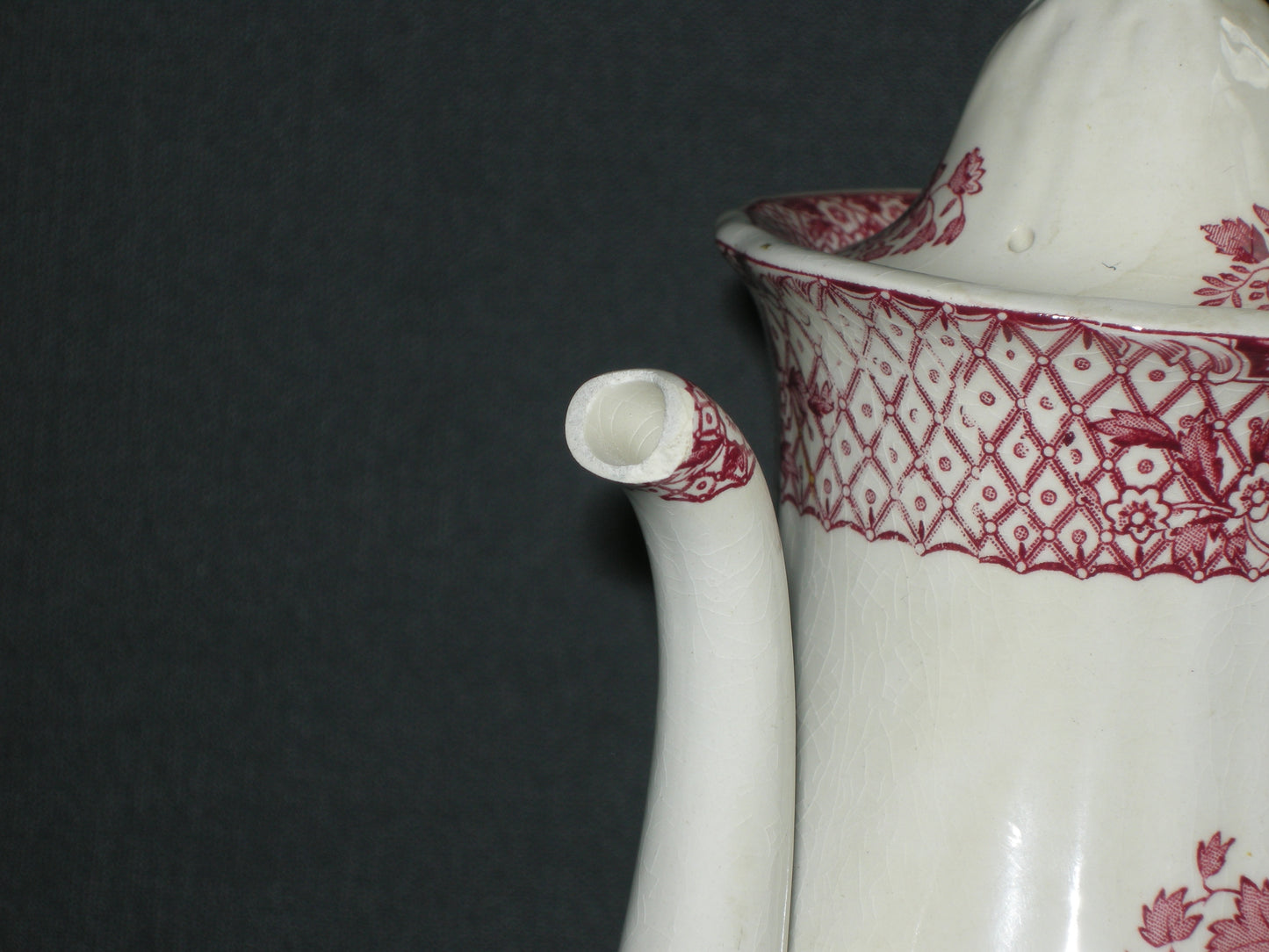 Mason's Stratford rood koffiepot met beschadiging