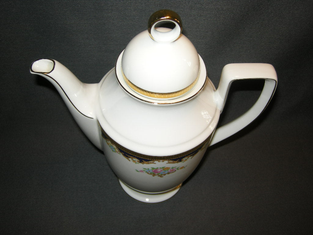 Tirschenreuth wit met goud / donkerblauw / bloemdecor koffiepot
