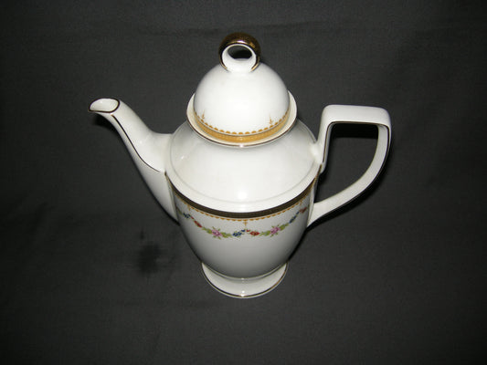 Tirschenreuth wit met goud en bloemguirlandes koffiepot