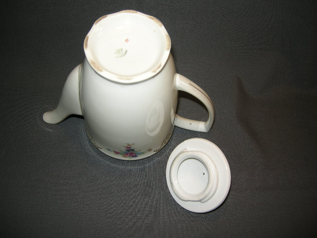 RKG wit bloemetjes goud koffiepot