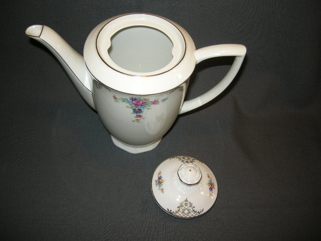 RKG wit bloemetjes goud koffiepot