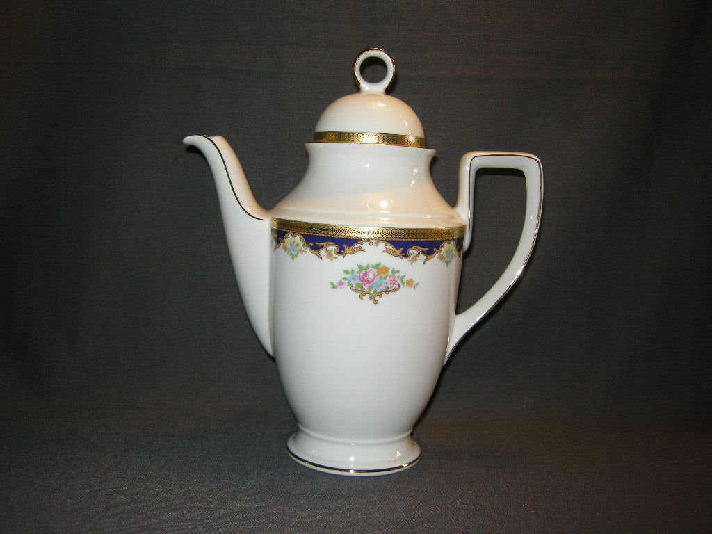 Tirschenreuth wit met goud / donkerblauw / bloemdecor koffiepot