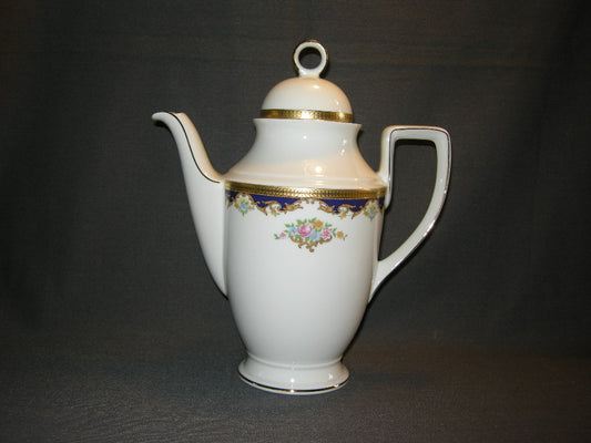 Tirschenreuth wit met goud / donkerblauw / bloemdecor koffiepot