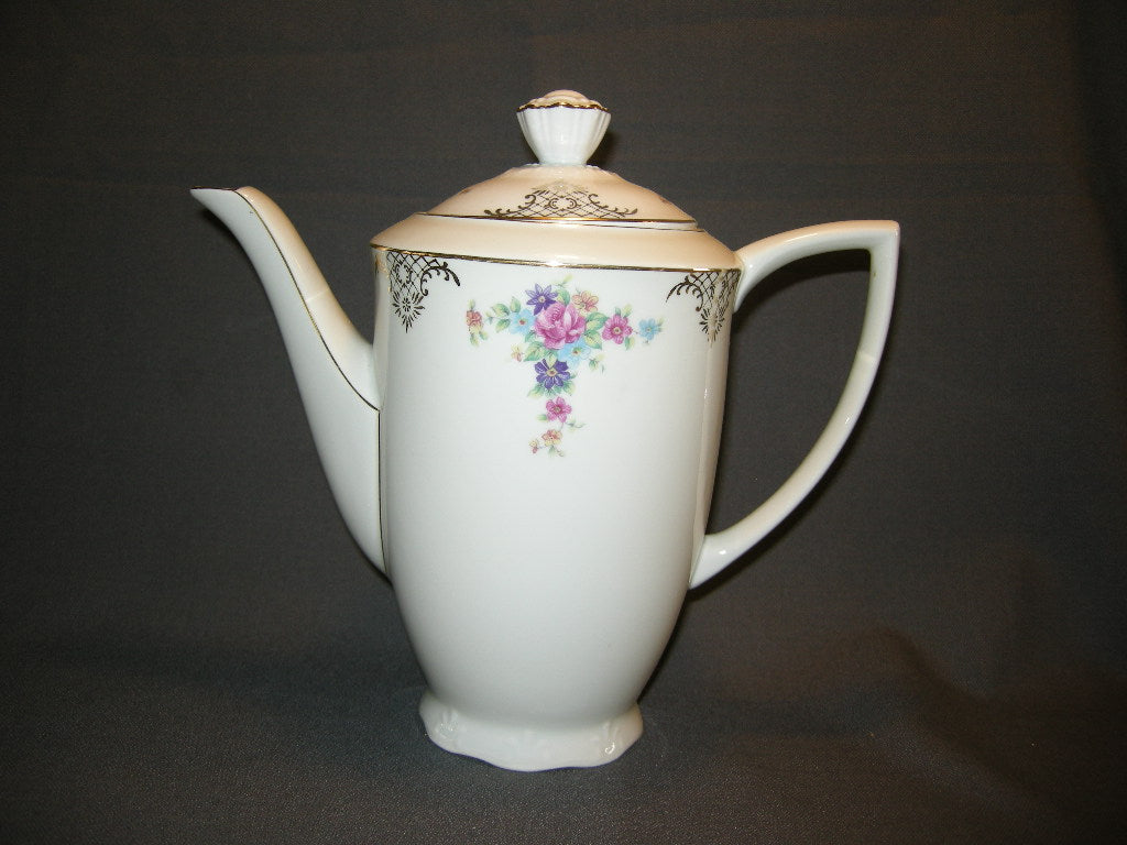 RKG wit bloemetjes goud koffiepot
