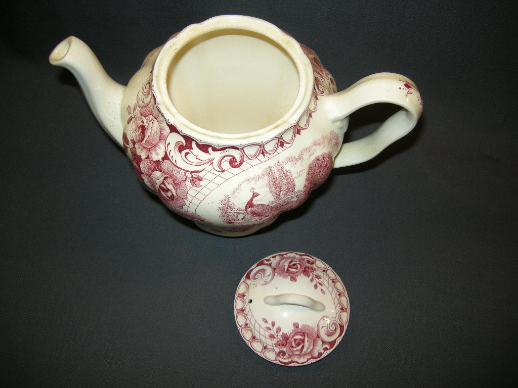 Societe Ceramique Peacock rood koffiepot