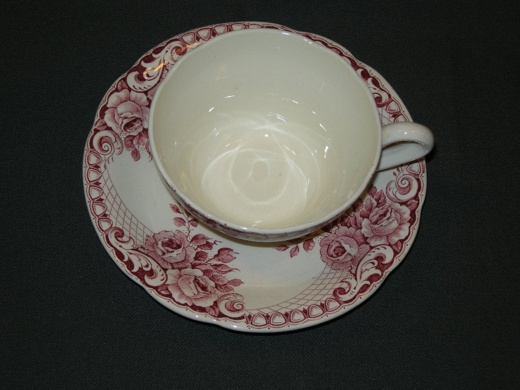 Societe Ceramique Peacock rood kop & schotel