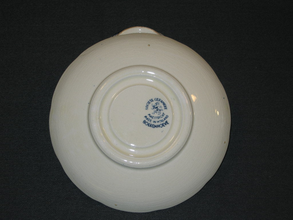 Societé Ceramique Boerenhoeve blauw kop & schotel met minimaal mankementje
