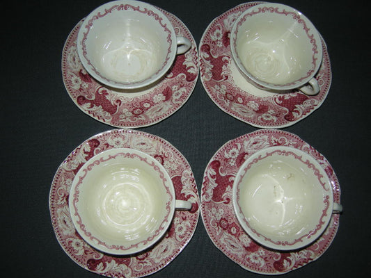 Societe Ceramique Victoria rood kop & schotel met craquelé