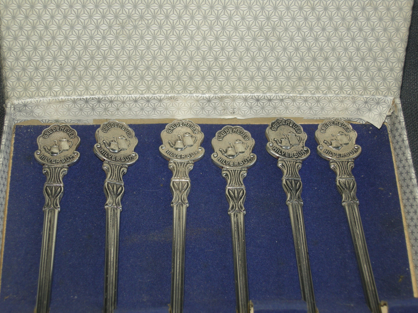 Bredemeijer verzilverd diverse 001. set van 6 lange lepels in doosje