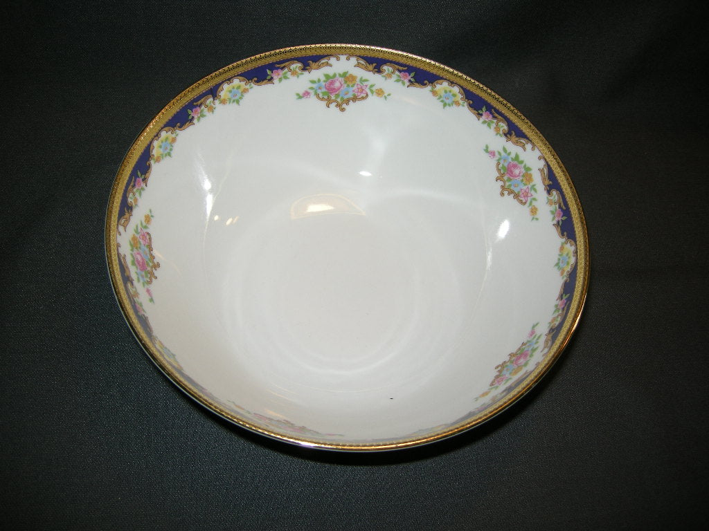 Tirschenreuth wit met goud / donkerblauw / bloemdecor saladeschaal O23 cm.