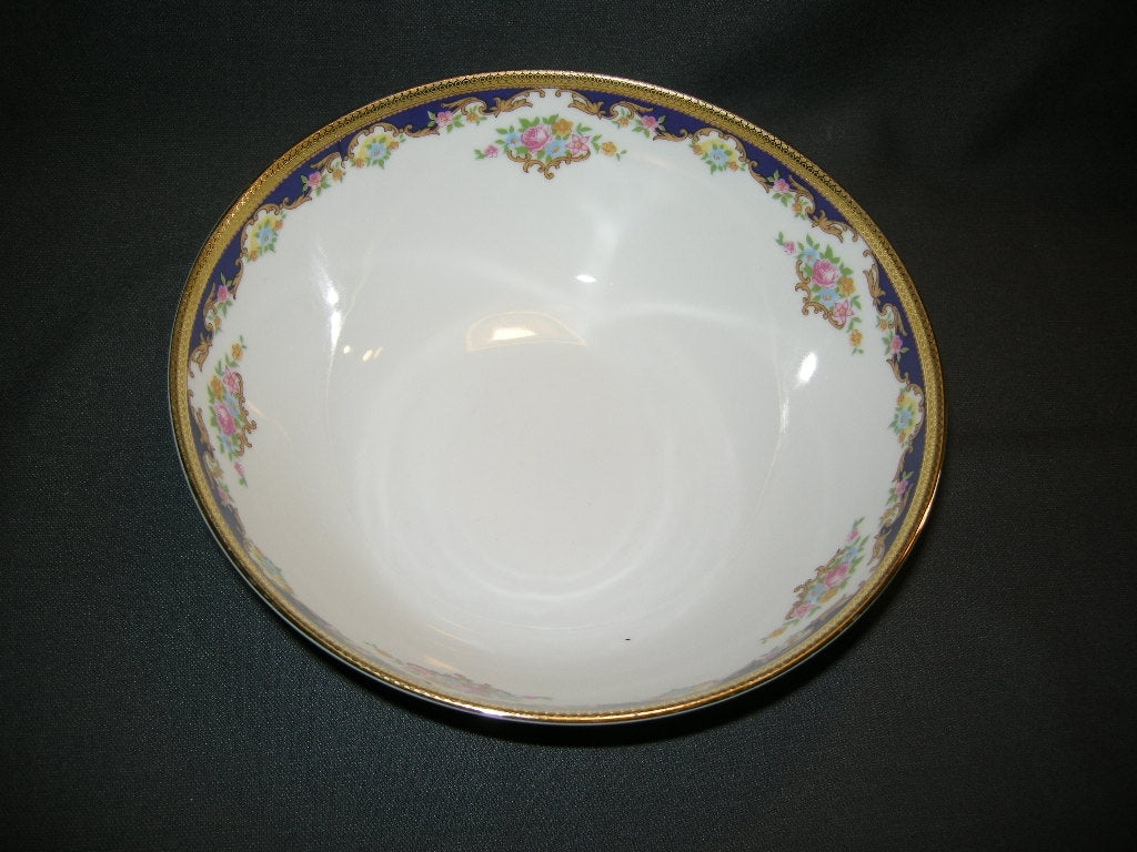 Tirschenreuth wit met goud / donkerblauw / bloemdecor saladeschaal O21 cm.