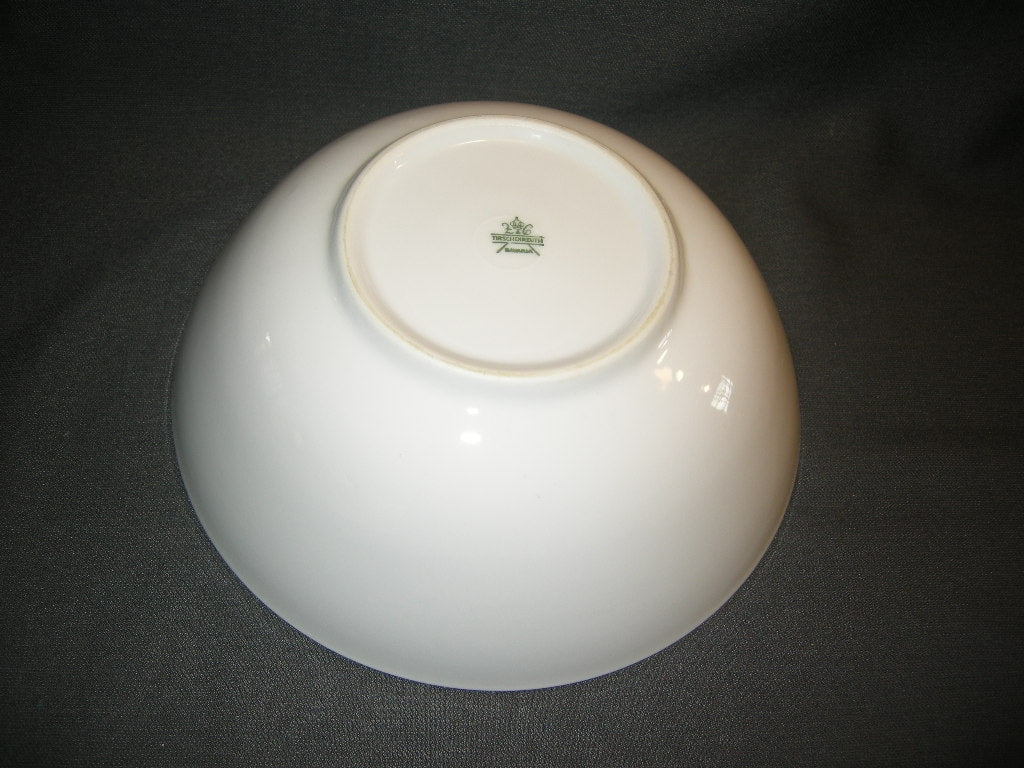 Tirschenreuth wit met goud / donkerblauw / bloemdecor saladeschaal O21 cm.