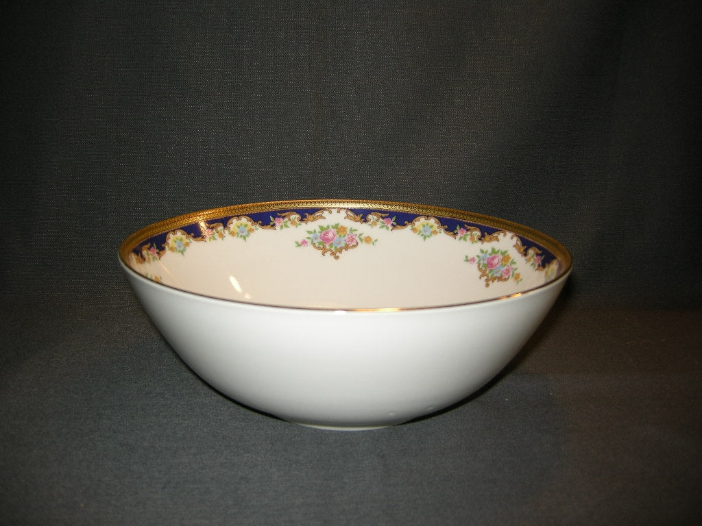 Tirschenreuth wit met goud / donkerblauw / bloemdecor saladeschaal O21 cm.