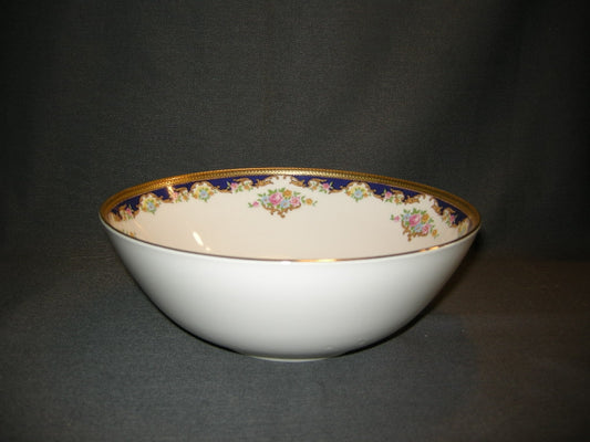 Tirschenreuth wit met goud / donkerblauw / bloemdecor saladeschaal O21 cm.