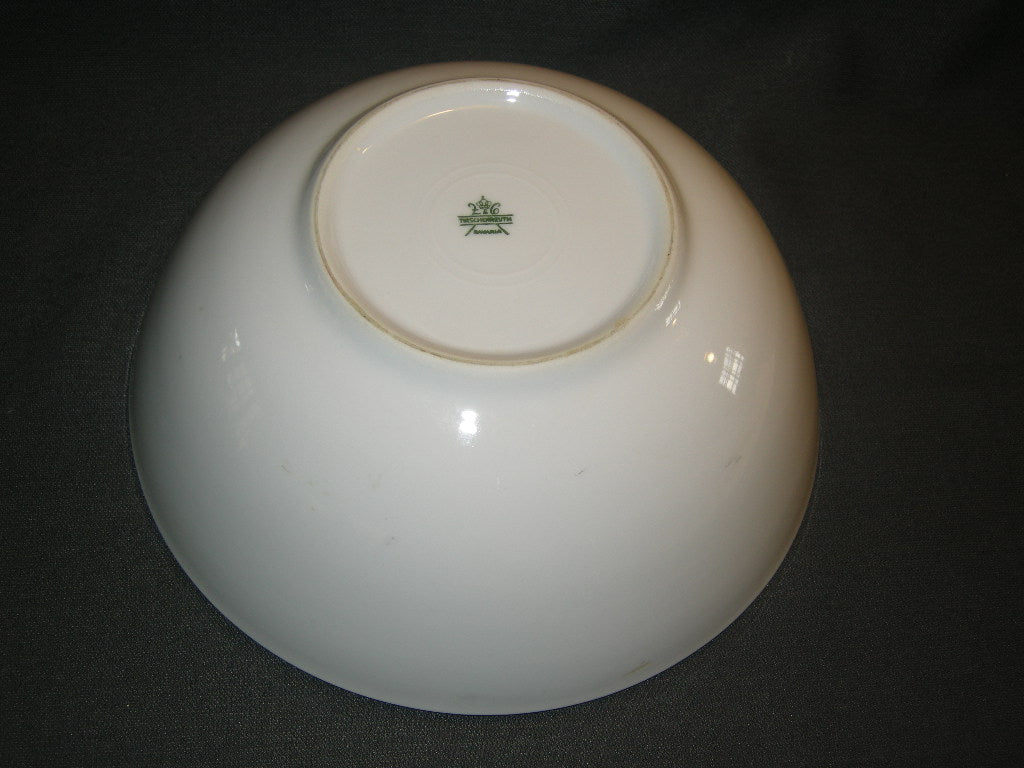 Tirschenreuth wit met goud / donkerblauw / bloemdecor saladeschaal O23 cm.
