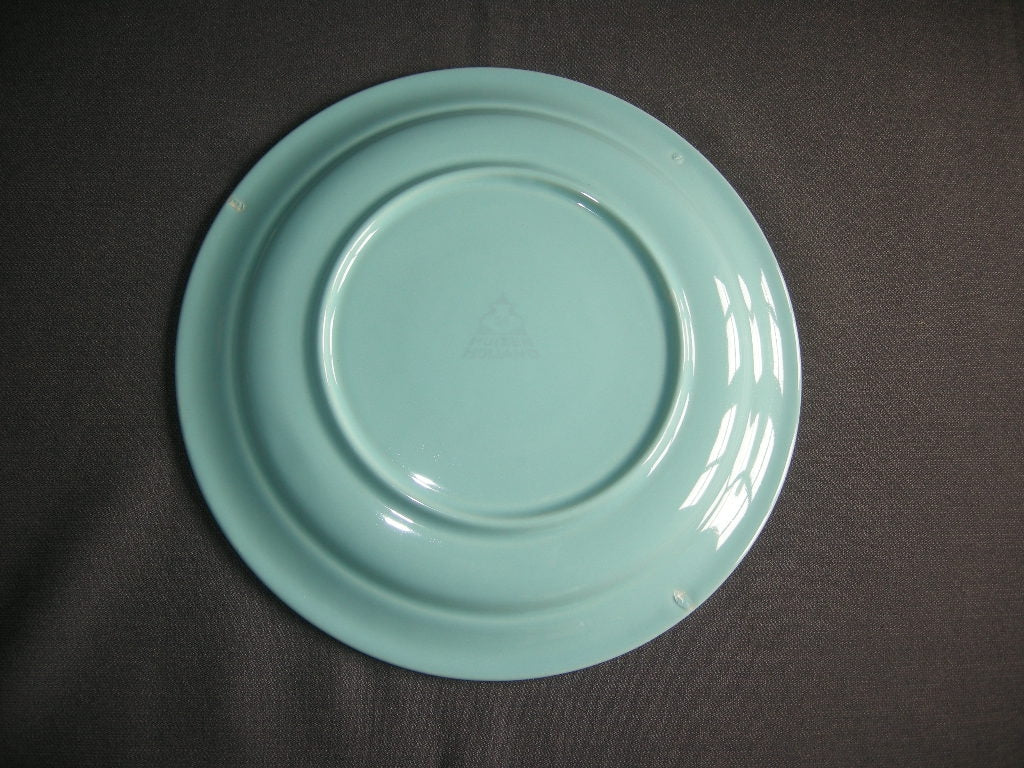 Huizen pastel aqua ontbijtbord