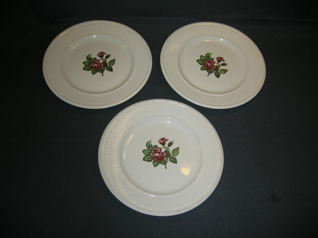 Wedgwood Moss Rose ontbijtborden doorsnee 23 cm. met bruine puntjes