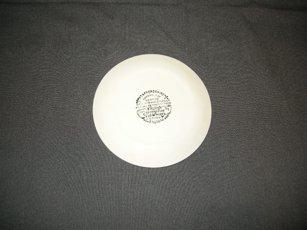 English Ironstone Tableware / EIT roomwit met groen paleis petit-four bordje