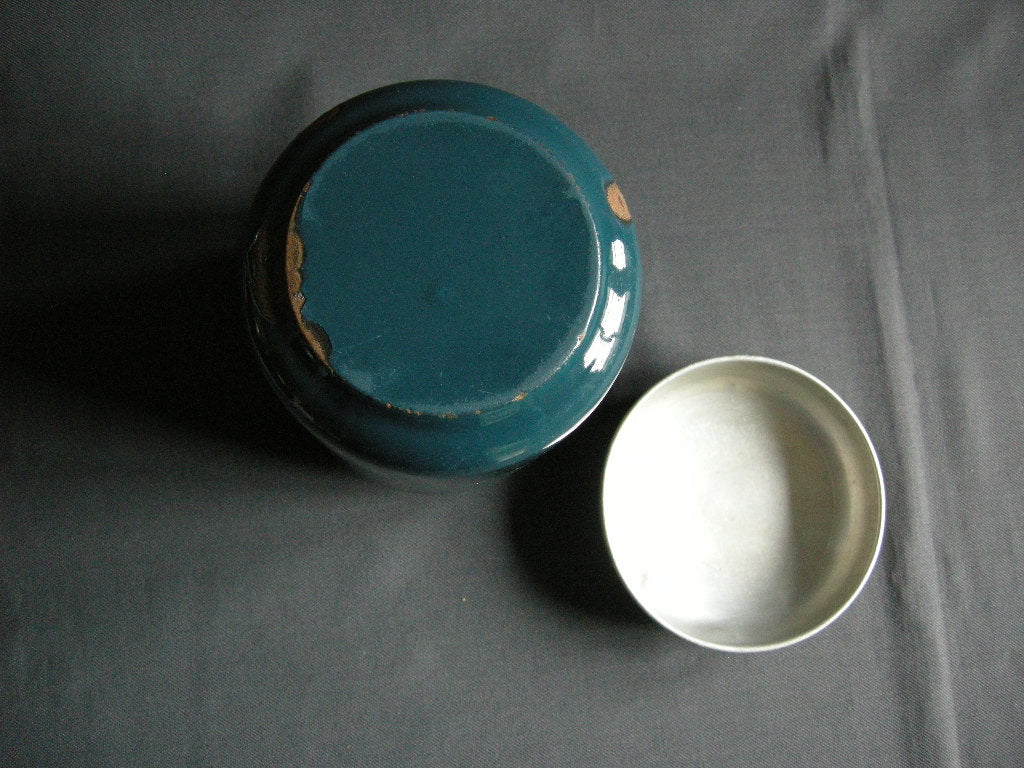 emaille petrol 001. voorraadbussen koffie - thee - suiker