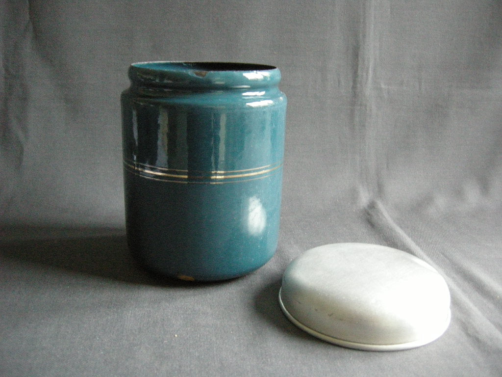 emaille petrol 001. voorraadbussen koffie - thee - suiker