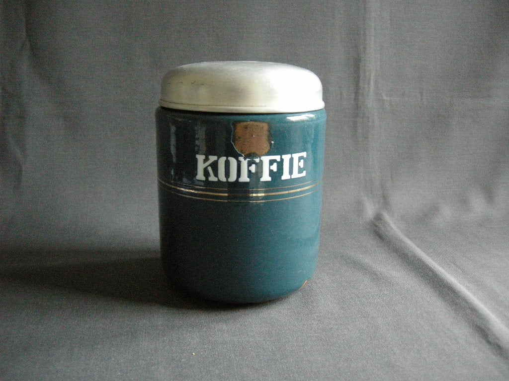 emaille petrol 001. voorraadbussen koffie - thee - suiker