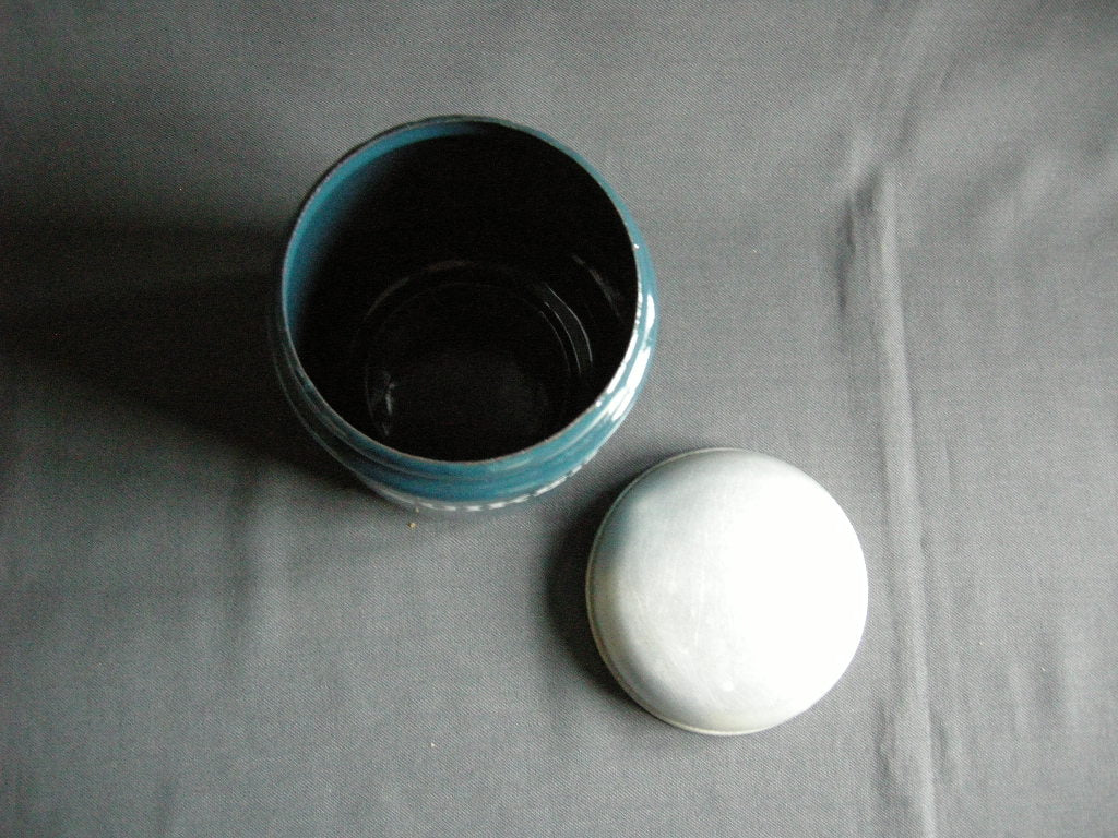 emaille petrol 001. voorraadbussen koffie - thee - suiker