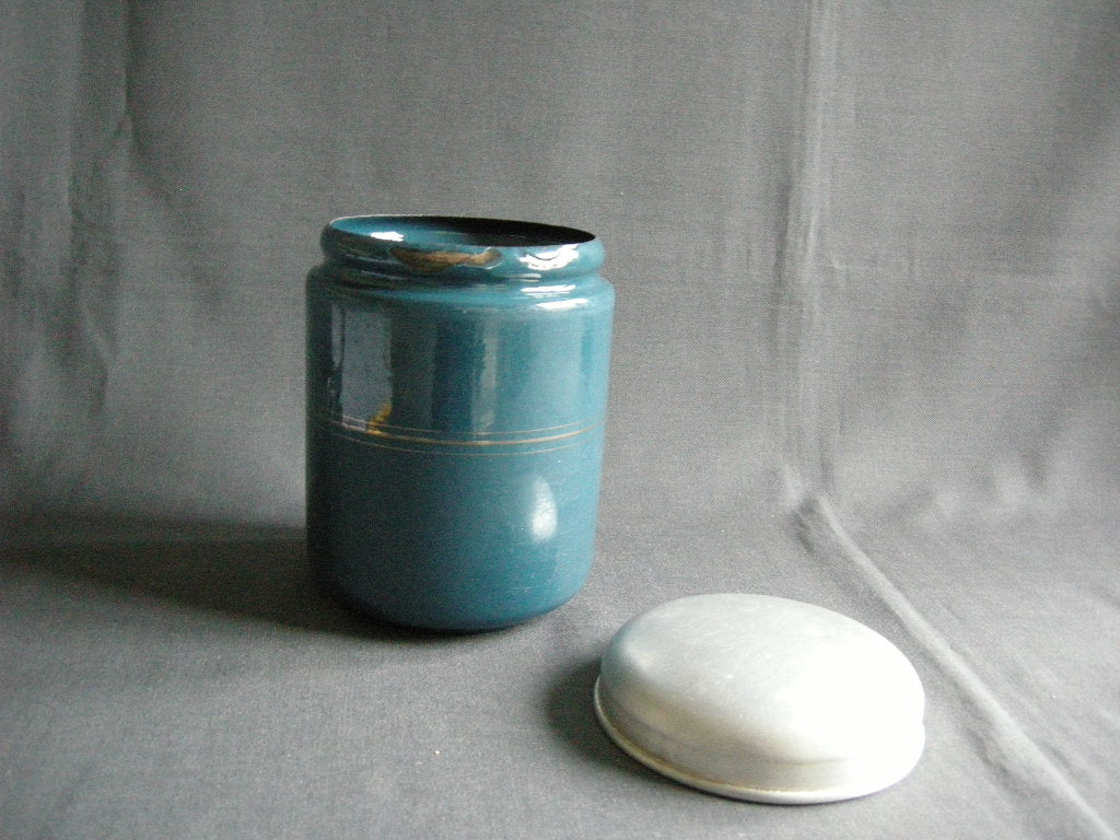 emaille petrol 001. voorraadbussen koffie - thee - suiker
