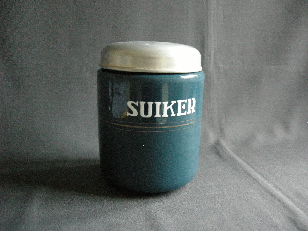 emaille petrol 001. voorraadbussen koffie - thee - suiker