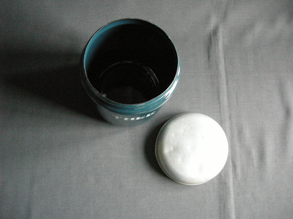 emaille petrol 001. voorraadbussen koffie - thee - suiker
