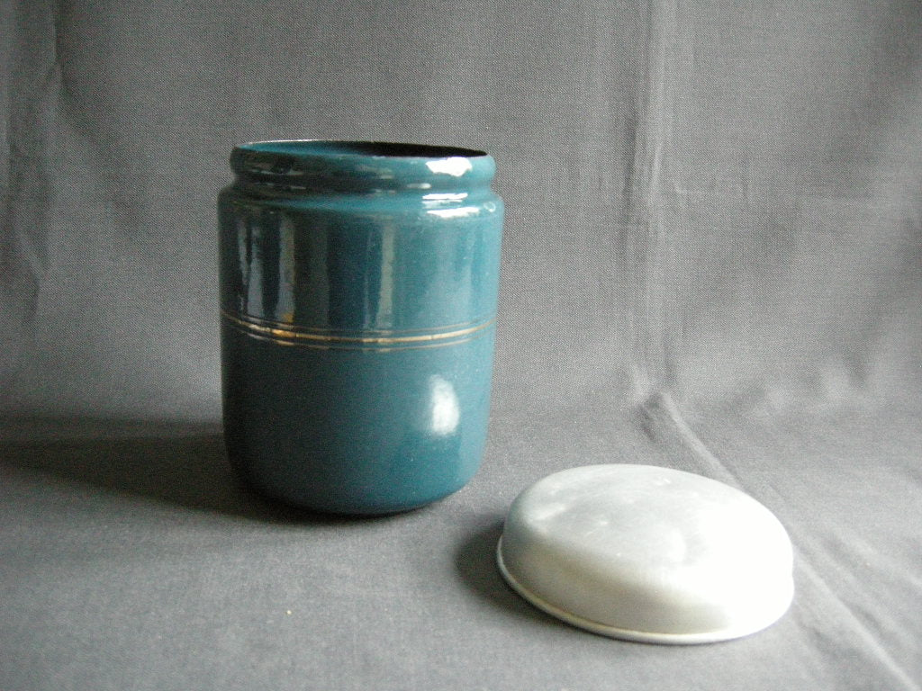 emaille petrol 001. voorraadbussen koffie - thee - suiker