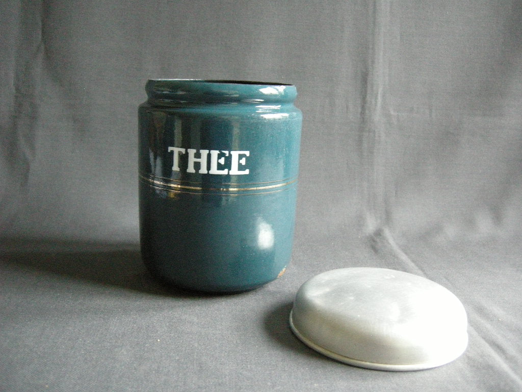 emaille petrol 001. voorraadbussen koffie - thee - suiker