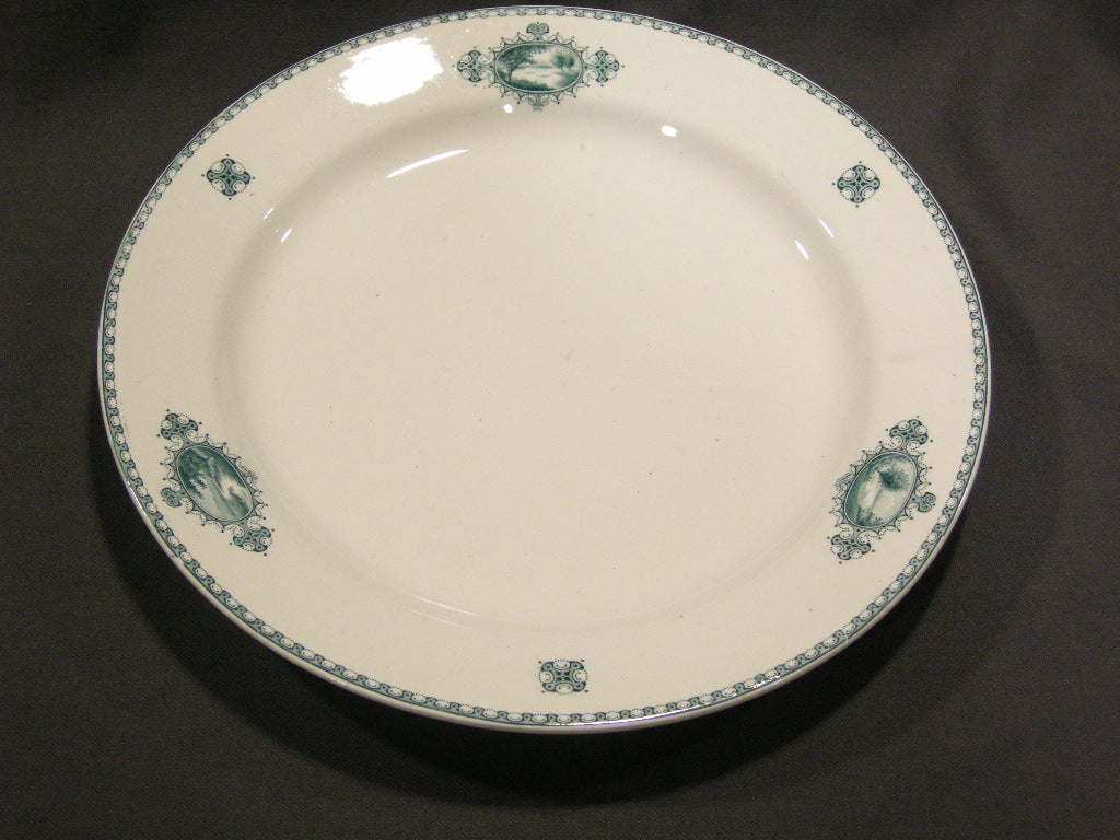 Societe Ceramique Pauline petrol ronde platte schaal O 29,5 cm.
