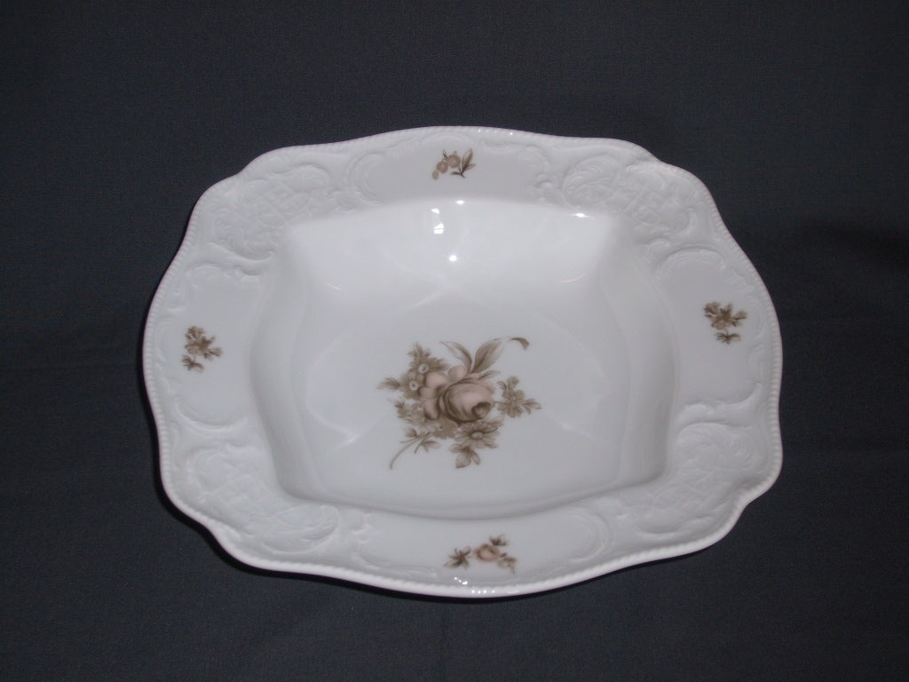 Rosenthal Sanssouci spierwit met bruin/rose roos saladeschaal