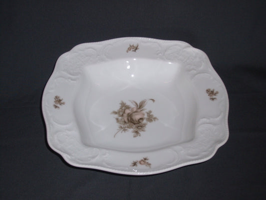 Rosenthal Sanssouci spierwit met bruin/rose roos saladeschaal