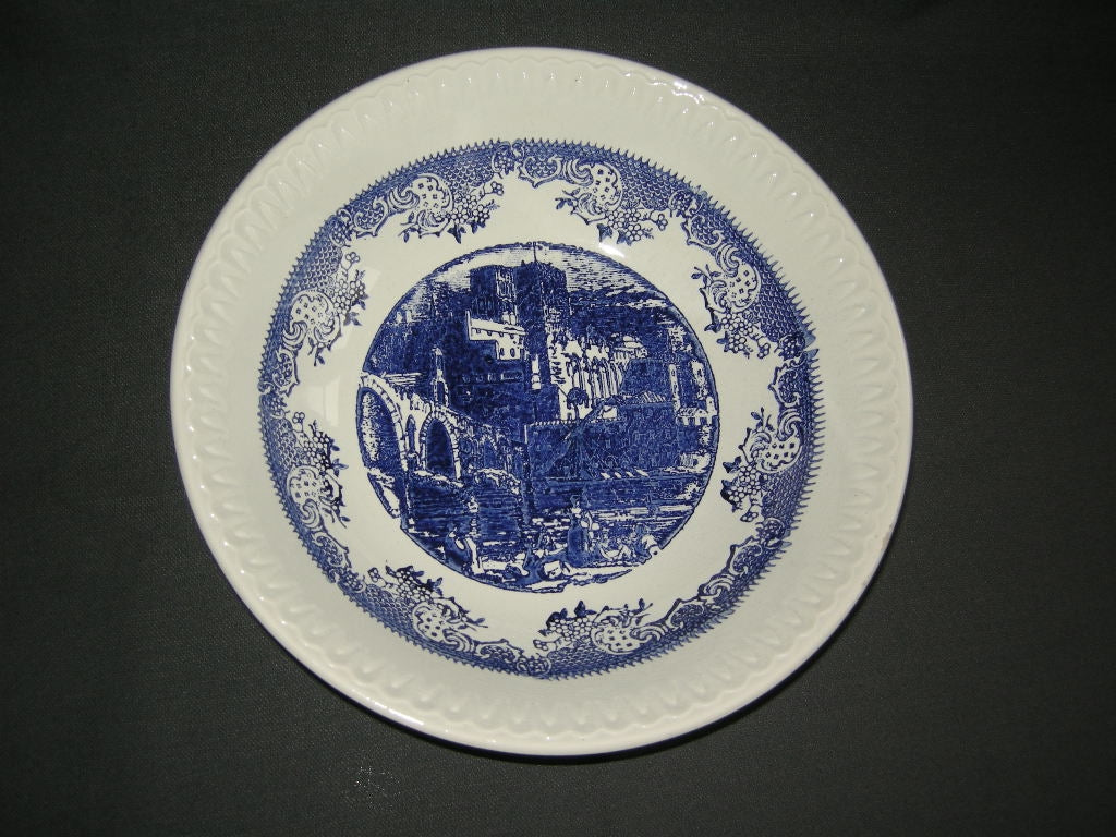 Fine Ware wit - blauw saladeschaal