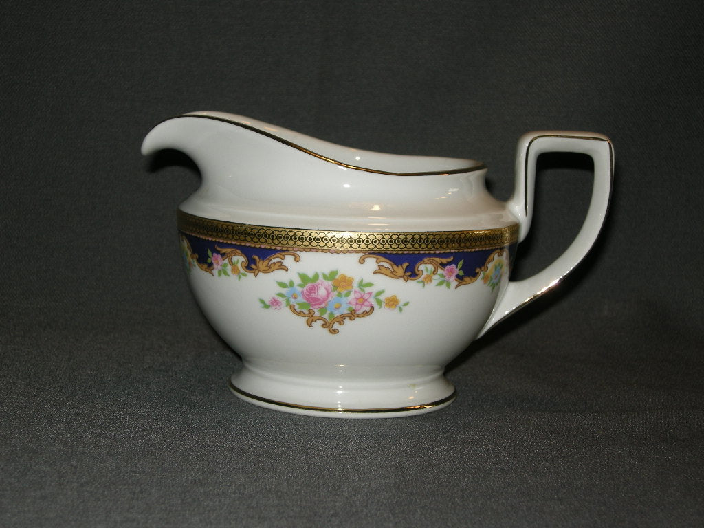 Tirschenreuth wit met goud / donkerblauw / bloemdecor sauskom