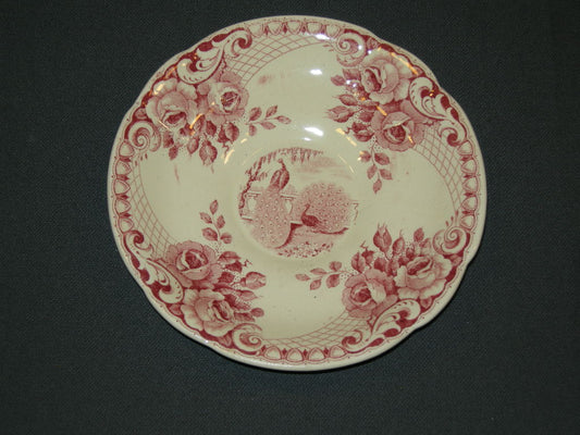 Societe Ceramique Peacock rood schotel voor kopje