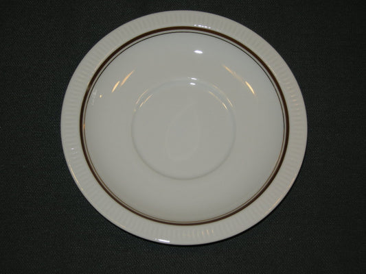 Arzberg Cannelee wit met bruin + goudkleurig randje schotel O13,7 cm.