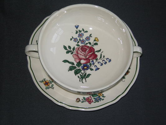 Villeroy & Boch Alt Strassburg nieuw stempel soepkop & schotel roos