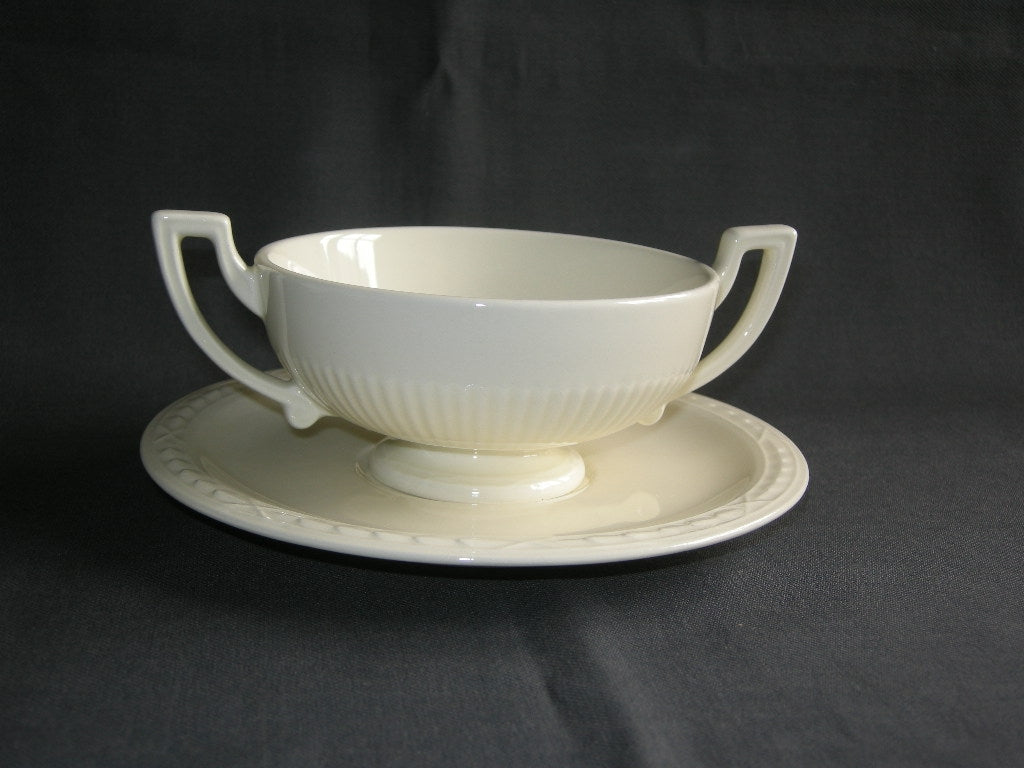 Royal Creamware Recamier soepkop & schotel