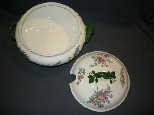 Villeroy & Boch Alt Strassburg oud stempel soepterrine groene handgrepen