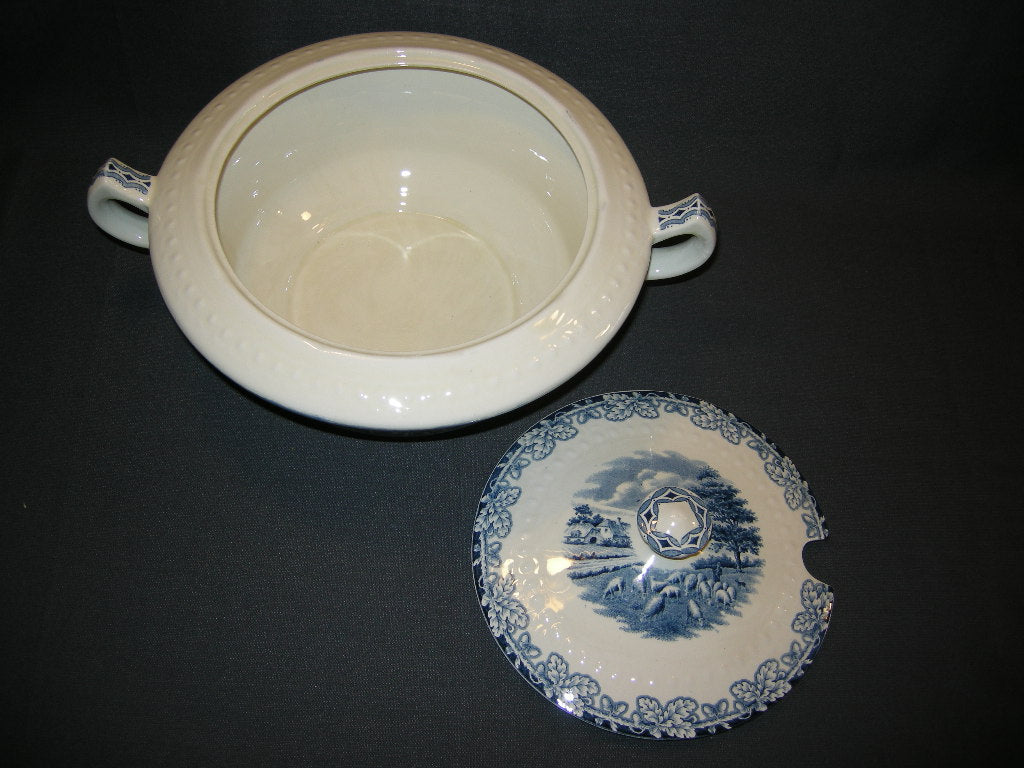 Societé Ceramique Boerenhoeve blauw soepterrine