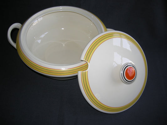 MOSA plateel roomwit met geel / zwart / oranje soepterrine