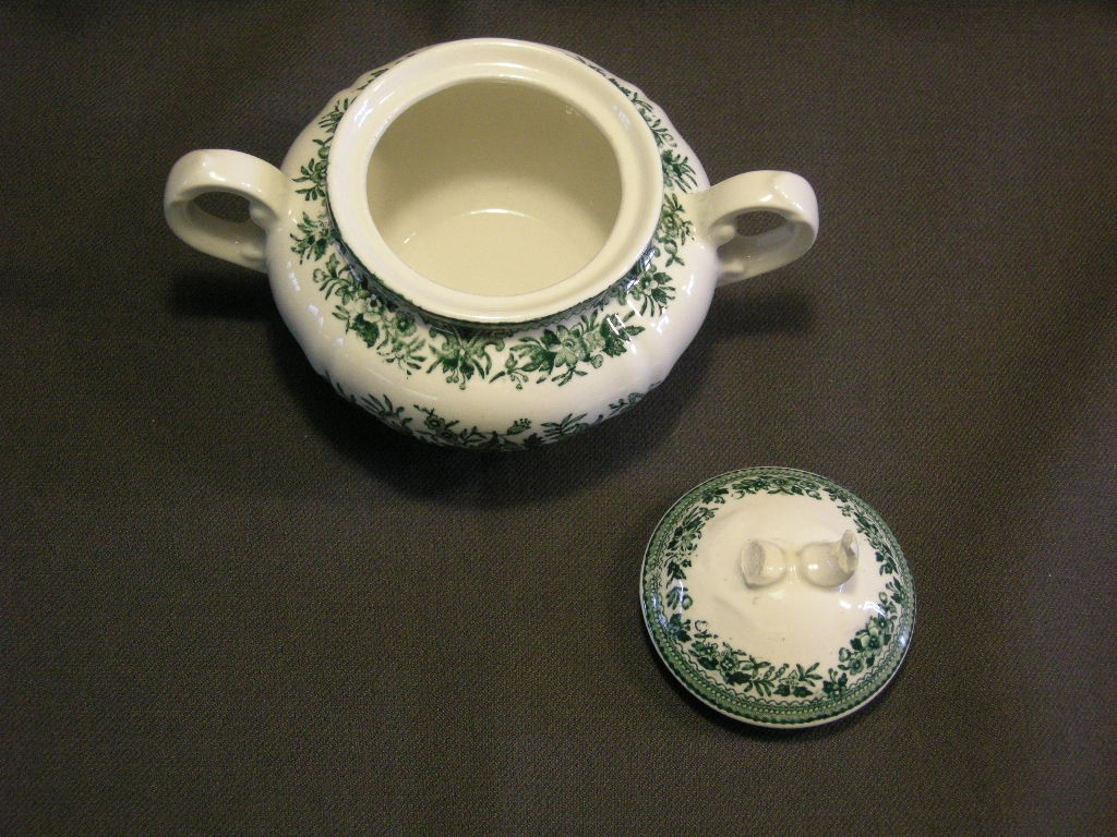 Villeroy & Boch Fasan groen suikerpot met beschadigde deksel