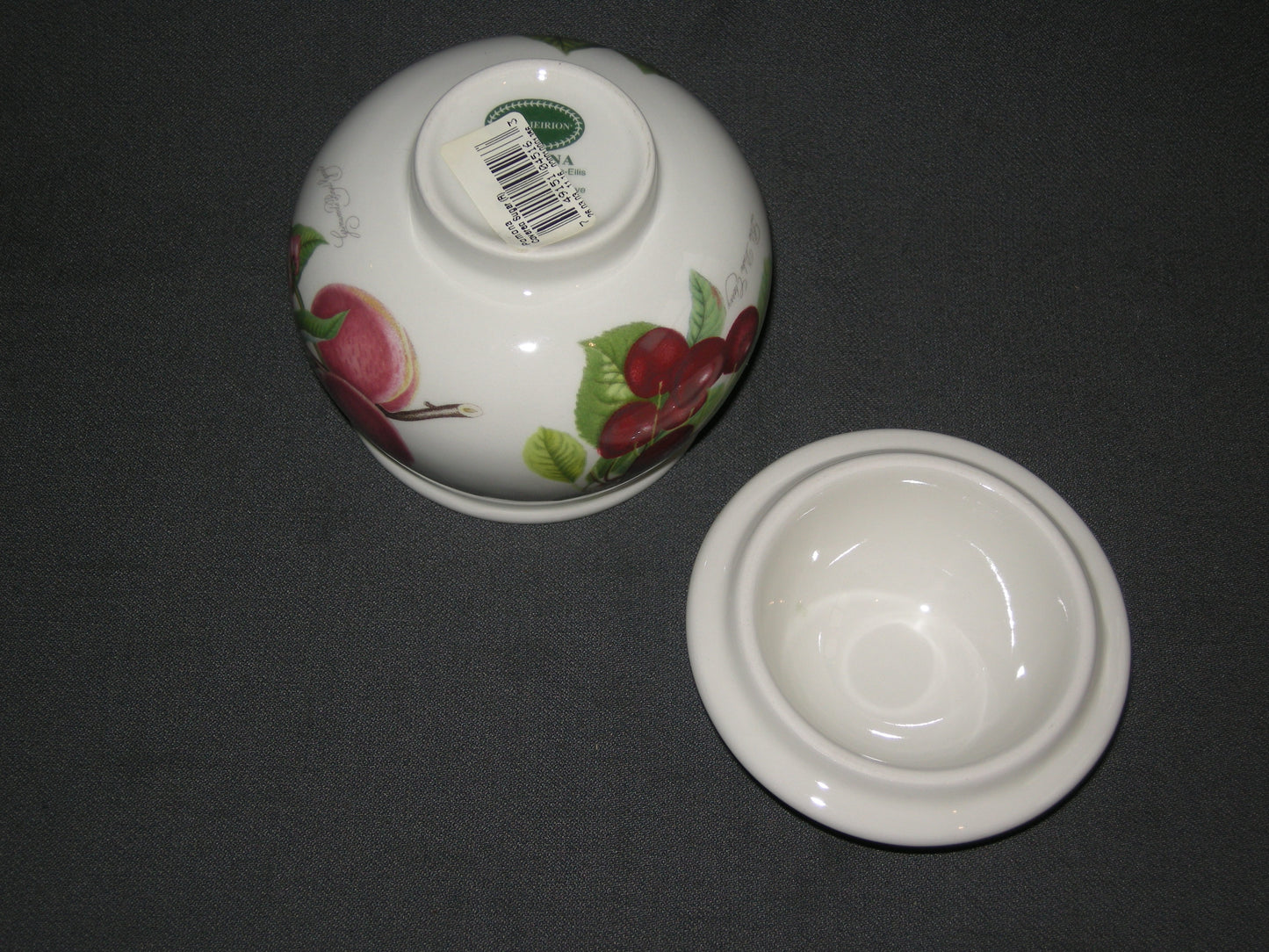 Portmeirion Pomona suikerpot, deksel bladrand