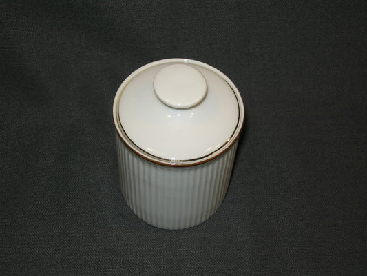 Arzberg Cannelee wit met bruin + goudkleurig randje suikerpot h. 7,5 cm.