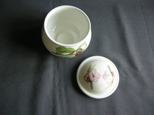 Portmeirion Pomona suikerpot, deksel gebloemd Late Duke Cherry