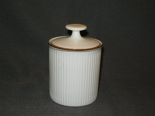 Arzberg Cannelee wit met bruin + goudkleurig randje suikerpot h. 7,5 cm.