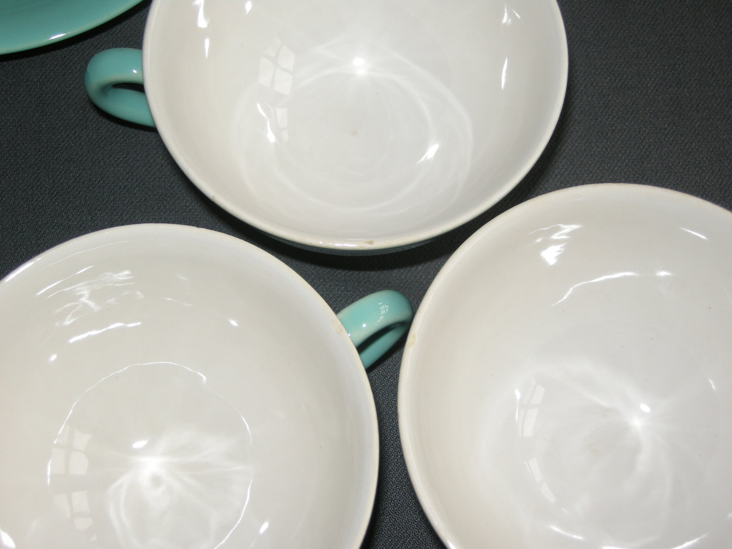 Huizen pastel aqua theekop & schotels met minimale beschadiging